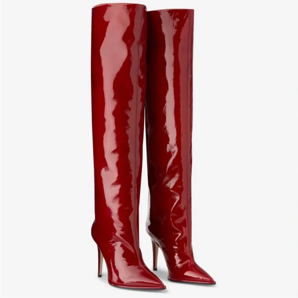 Tamara Mellon Trinity Patent Red Knee High Boots
